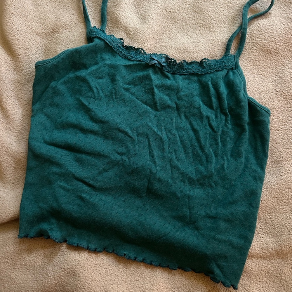 American Eagle Outfitters Green Sleeveless Crop Camisole